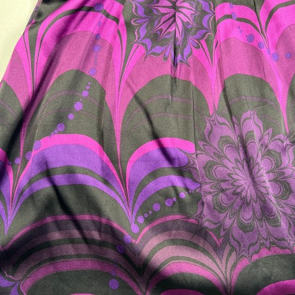 Express Silk Mini Surplice Dress Purple and Black size M  Retro Psychedelic - Picture 9 of 12